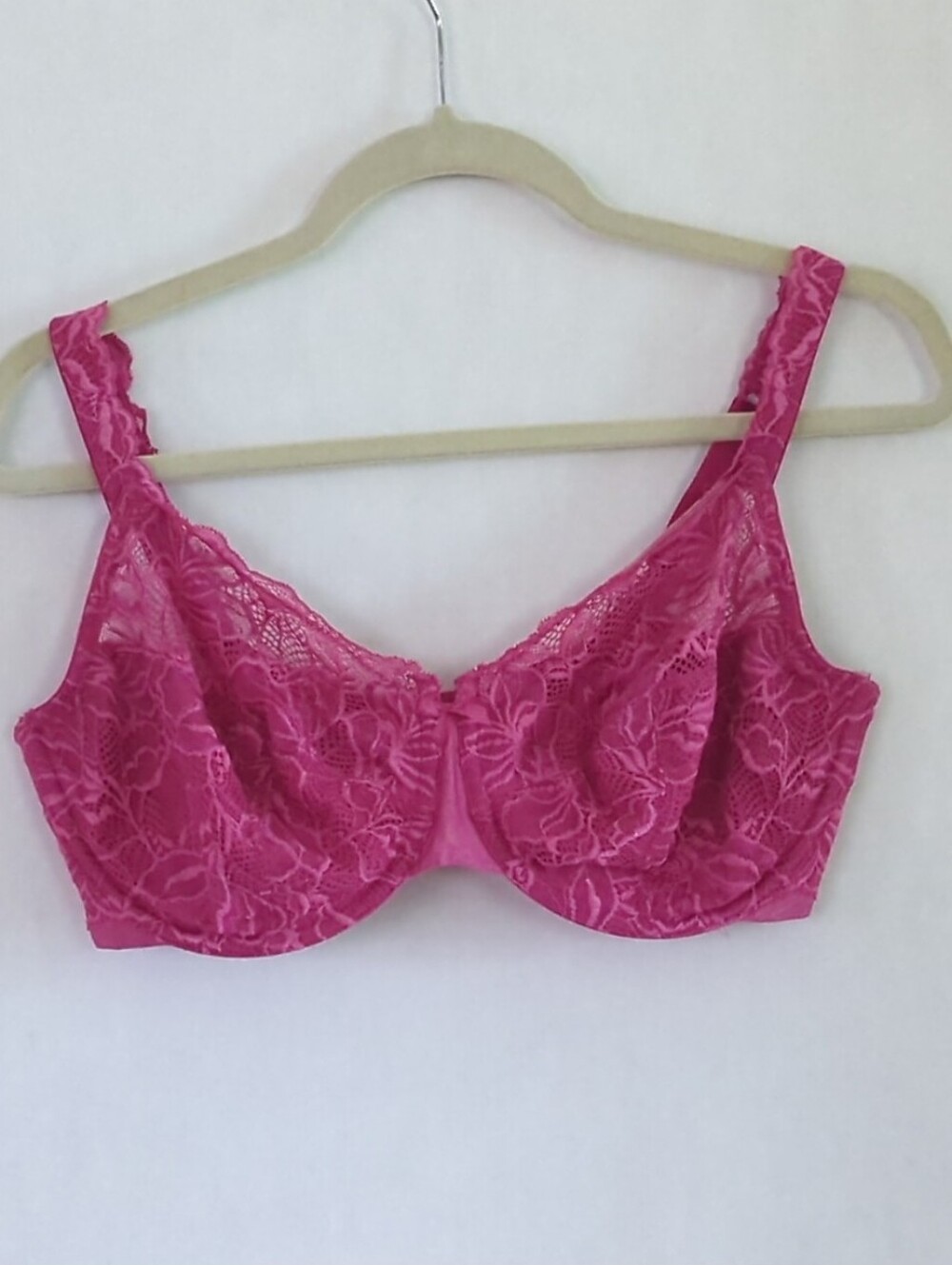 Bali Deep Rose Pink Lacy Underwire Bra Size 38DD